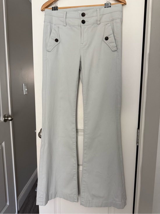 7 For All Mankind Pants - 7 For All Mankind Light Gray Wide-Leg Flare Jeans Y2K